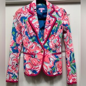 Lilly Pulitzer Floral Jacket with Hot Pink Trim